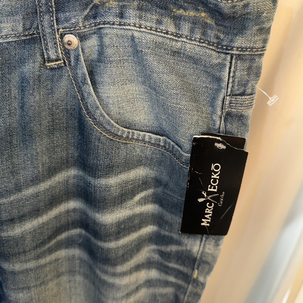 Marc Ecko Cut and Sew Boot Cut Jeans Mens Size 42x34 Blue Denim Mid Rise NWT - Picture 5 of 16